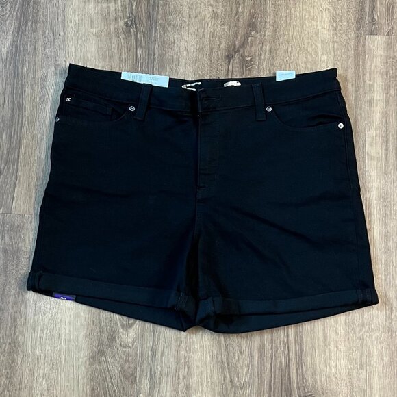 NEW Seven 7 Black Denim Jean Rolled Cuff Weekend Short Sz 16 - Picture 2 of 11